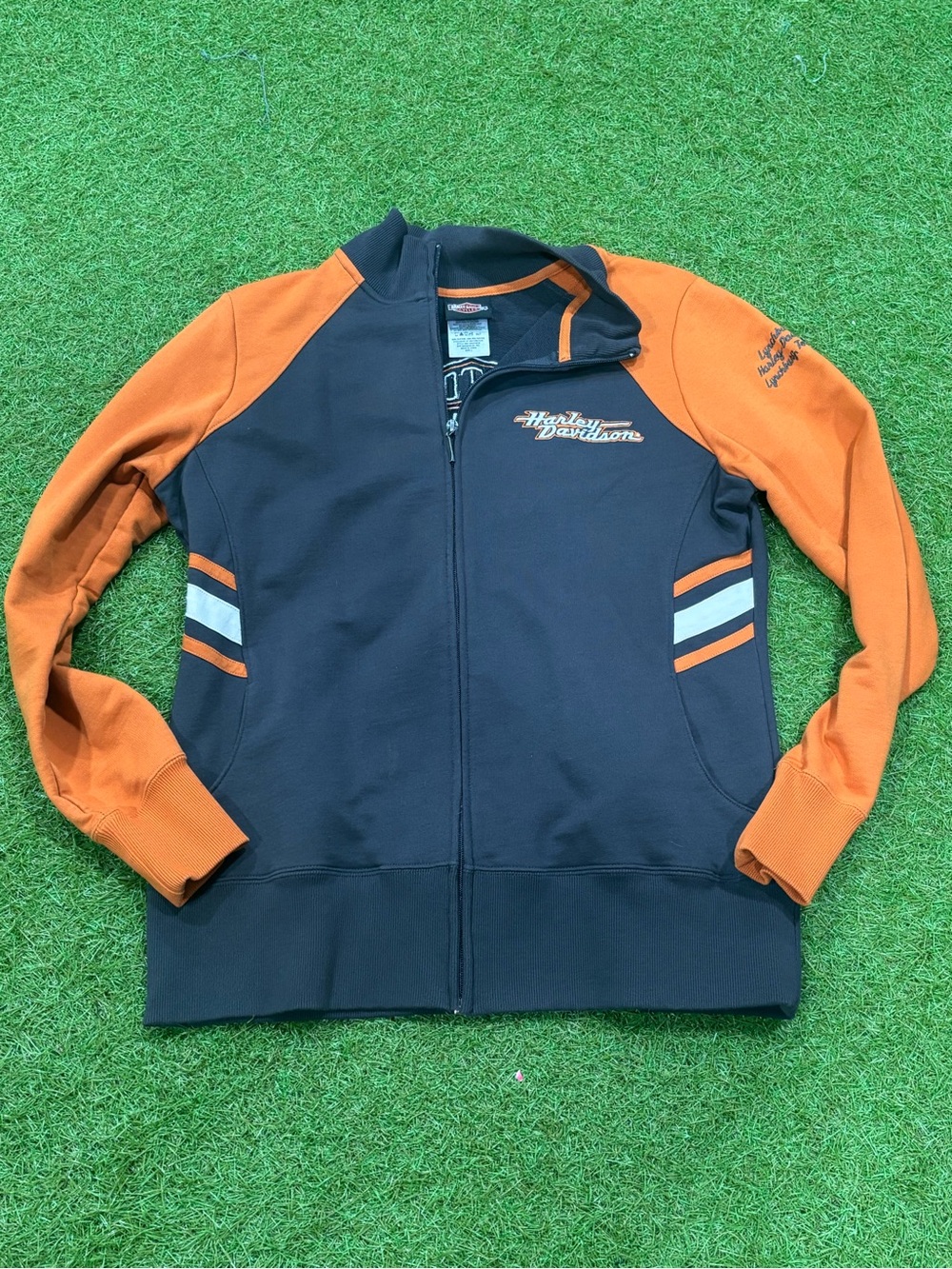 Harley-Davidson Black & Orange Zip-Up Track Jacket